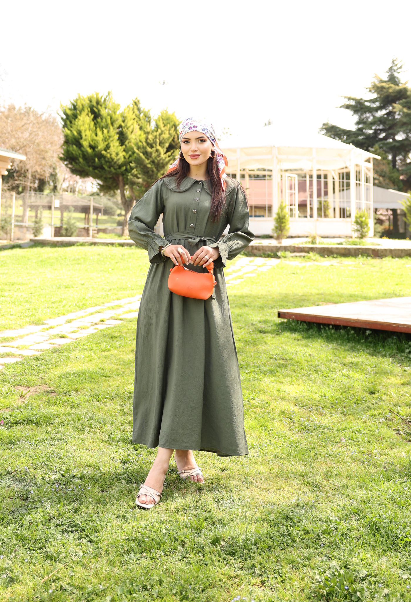 فستان سبور زيتي 02 من مس ايستا - متجر عالم آرڤا للملابس والهدايا فستان سبور زيتي 02 من مس ايستا