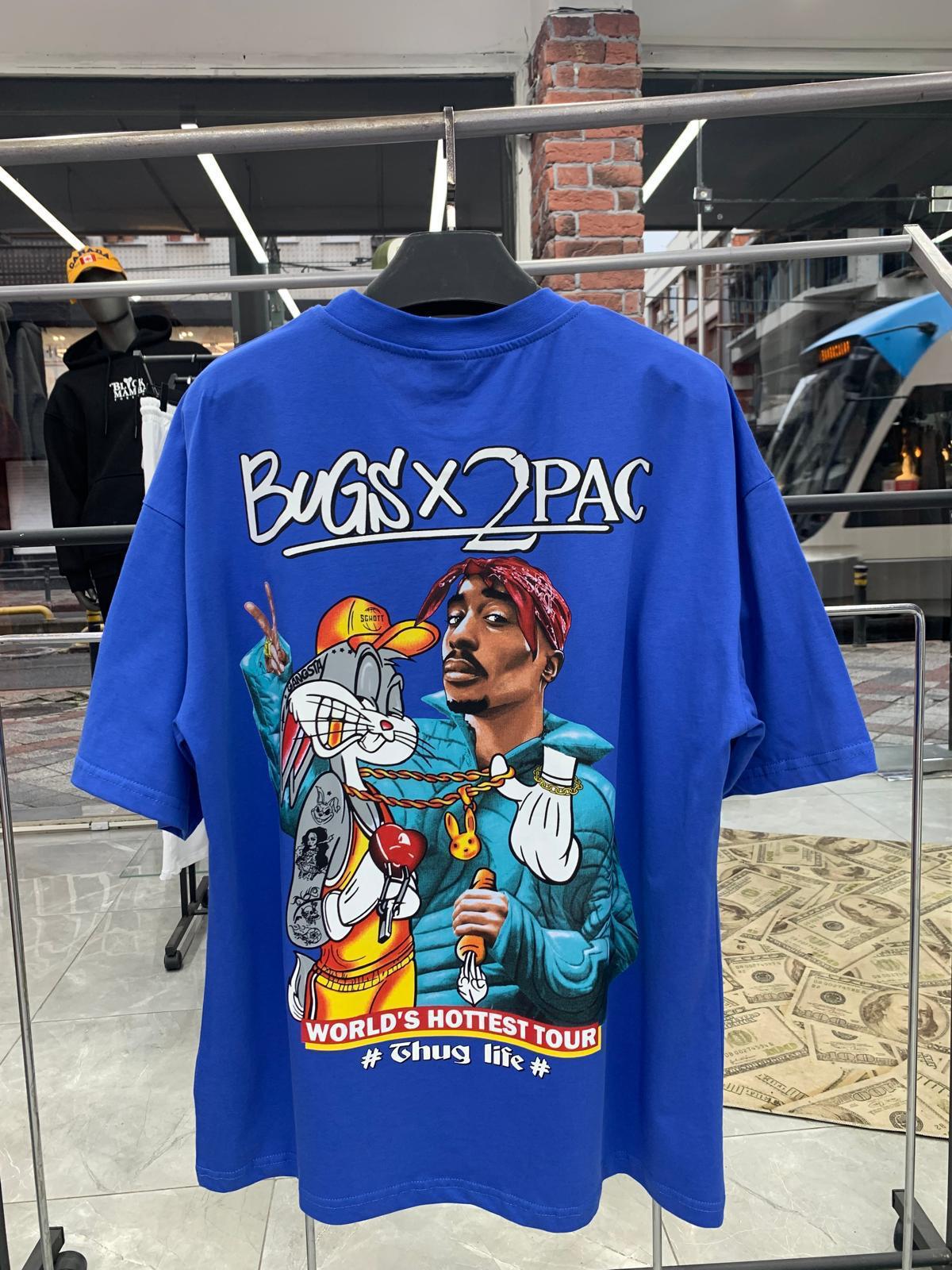 تي شيرت bugs 2 pac اوفر سايز - متجر عالم آرڤا للملابس والهدايا تي شيرت bugs 2 pac اوفر سايز