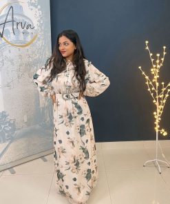 فستان شيفون كم طويل